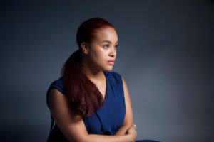 girl in a blue dress